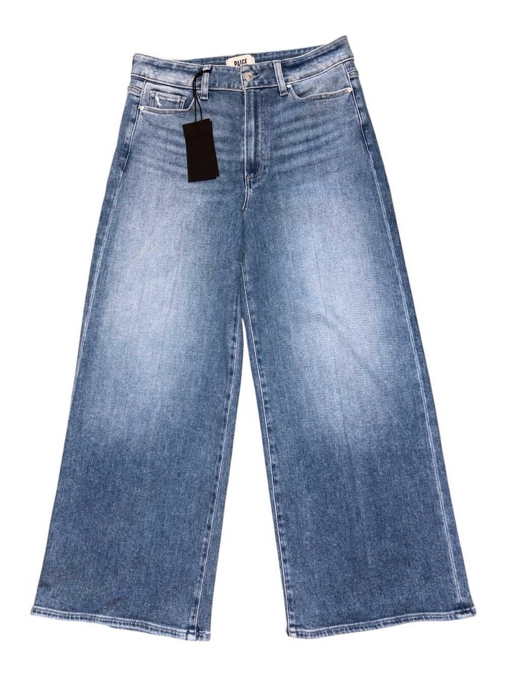 Paige Anessa Wide Leg Jeans Women 31 Blue NEW High Waist Ankle Vino Vibes NWT - Picture 3 of 13